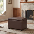 Joveco 24" Leather Storage Ottoman Bench, Rectangle Foot Rest Stool for Living Room, Bedroom, Entryway, Brown