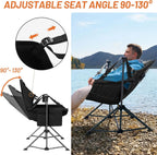 TIMBER RIDGE Hammock Camping Chair, Portable Oversized Swinging Camp Chairs | Heavy Duty Folding Hammock Chair with Adjustable Backrest, Foldable Chair for Camping, Beach and Patio, 300lbs Load, Black