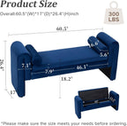 60.5" End of Bed Bench, Velvet Bedroom Bench,King Bed Bench,with 2 Pillows,Upholstered Bench,Suitable for End of Bed, Entryway Living Room,Bedroom. (Velvet Blue)