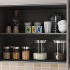 63" Kitchen Cabinet Set with Wall Mounted Cupboard and Buffet Sideboard, Pantry Storage Cabinet with Adjustable Shelves and Drawers, Shaker Style Kitchen Organizer, Grey and White