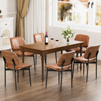 YaFiti Dining Chairs Set of 2, Mid Century Modern PU Leather Kitchen Chairs | Ergonomic Walnut Backrest, Upholstered Waterproof PU Leather Seat, Stable Metal Legs, Adjustable Footpads, Light Tan Scallop