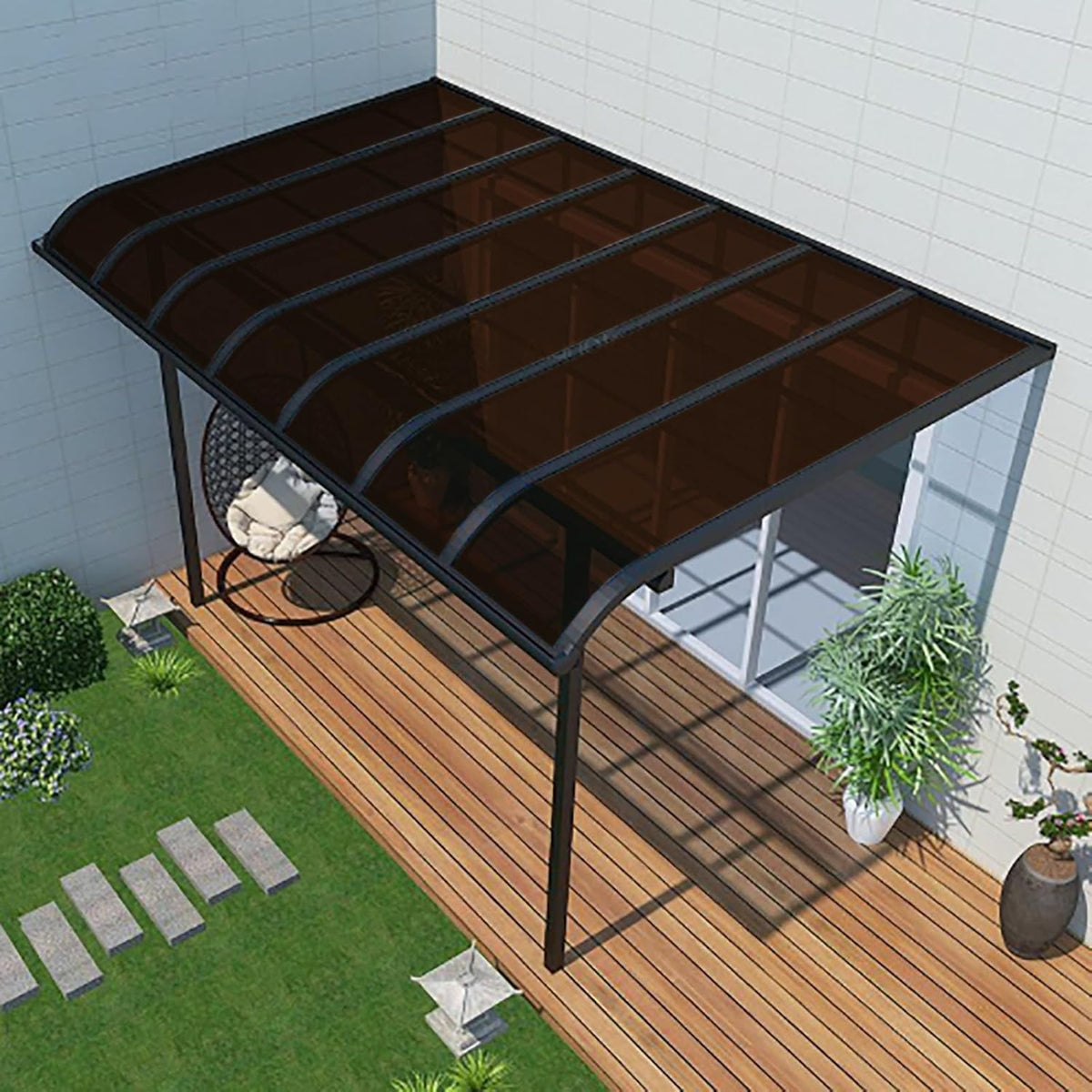 Daylighting Roof Panels Outdoor Sunshade Canopy Panels Greenhouse Panels Not Easy to Deform Easy to Assemble for Outdoor Shed Panels.(Brown,3.3x3.3ft)