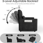 54'' Sleeper Sofa Bed, Convertible Pull Out Couch Futon for for Living Room,Apartment (Black, Loveseat) Side Pockets, Velvet Fabric, Adjustable Backrest, Pull-Out Bed, Easy Assembly