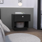 1 Drawer Nightstand, Open Lower Shelf,for Small Spaces
