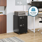 MIIIKO 2 Drawer File Cabinet with Lock, Vertical Metal Filing Cabinets for Home Office, Lockable Storage File Cabinets Under Desk, A4/Letter File Folders(Black)-Assembly Required