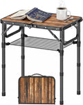 YihuiKo Folding TV Tray, Lightweight Portable Small Foldaing Table | Adjustable Height, End Side Table for Living Room Couch Bedroom, Indoor and Outdoor, Carry Handle, Storage Net
