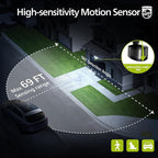 Philips 36W Motion Sensor Security Lights Outdoor, 3800 LM LED Dusk to Dawn Plug in Flood Light, 3 Adjustable Heads, 5000K Daylight, Waterproof for Garage, Yard, Porch