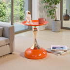 Sleek Hourglass Side Table - Stylish Modern Design Perfect for Living Rooms, Cafes, Dining Areas, Bedrooms, and Outdoors - Chic Decorative Accent (1, Hermes Orange)