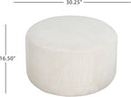 Merax 30.25" Modern Upholstered Round Corduroy Ottoman, Multifunctional Extra Seat, Side Table, Foot Rest, Stuffed Pouf Footstool for Living Room Bedroom, Beige