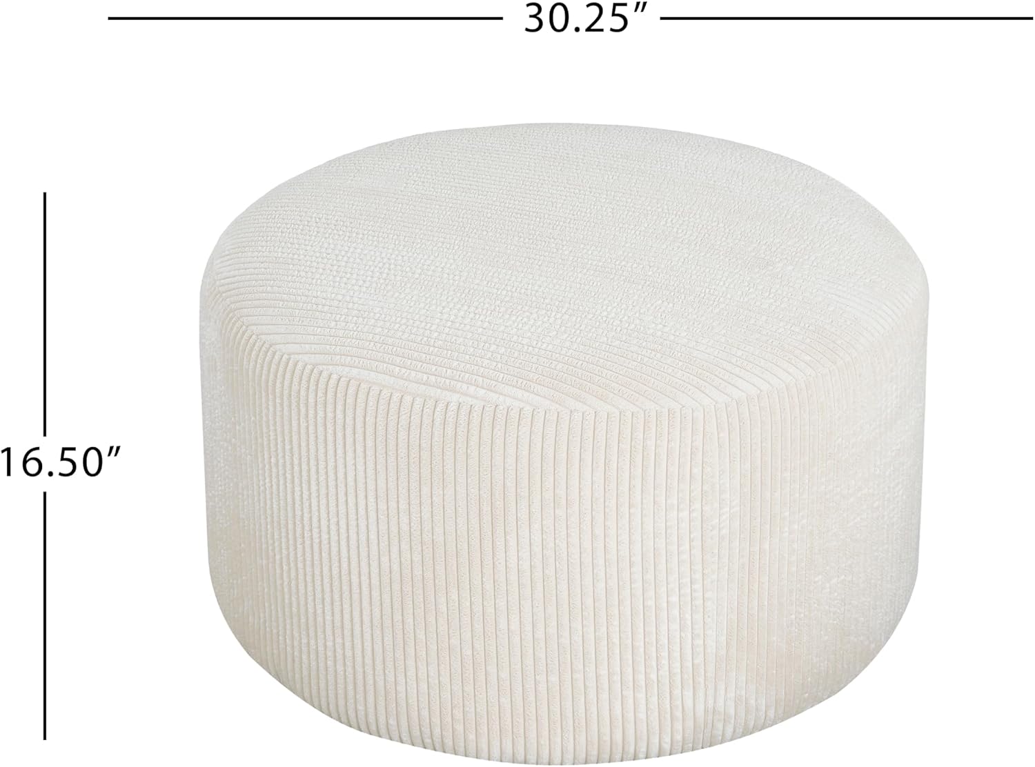 Merax 30.25" Modern Upholstered Round Corduroy Ottoman, Multifunctional Extra Seat, Side Table, Foot Rest, Stuffed Pouf Footstool for Living Room Bedroom, Beige