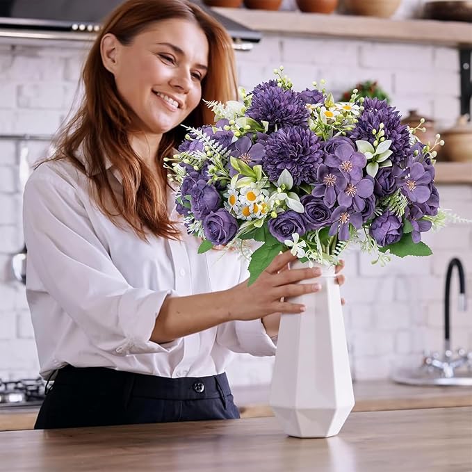 12 Packs Peonies Artificial Flowers,Silk Artificial Peonies Flowers Fake Peony Faux Floral Arrangements Bouquet for Centerpiece Table Wedding Party Home Decor Purple
