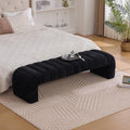 Modern Armless Bed Bench - Channel Tufted Chenille Upholstered, Multi-Use as Couch Daybed Chaise or Ottoman Foot Stool for Living Room, Bedroom, Entryway (69.7", Black)