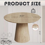 43 Inch Round Dining Table for 4-6 Person,Rustic Circle Kitchen Table with MDF Finish Tabletop and Wood Strip Columns Base for Kitchen Dining Room（Wood）
