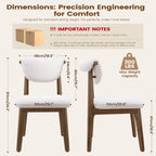 Dining Chairs Set of 6, Solid Rubberwood Kitchen Chairs with Lumbar Support High Back, Breathable Cotton Fabric Seat Cushion, Mid-Century Modern Accent Furniture for Dining Room Living Room Home,Beige