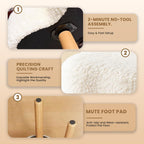 Cmishe Cloud Vanity Stool with Solid Beech Wood Legs, Boucle Makeup Chair for Bedroom, Flower Shaped Upholstered Ottoman, Cute Dressing Stool for Girls & Dorm, Cream White