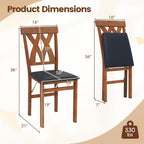 GIANTEX Folding Dining Chairs Set of 2, Farmhouse Upholstered Kitchen Chair | Wooden Dining Room Chairs w/Rubber Wood Frame, PVC Leather Seat, Hollowed Curved Backrest, Foldable Chair for Home Restaurant
