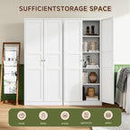 Letaya White Storage Cabinet with Adjustable Shelves-Metal Home Kitchen Pantry Cabinets with Doors,Organization Locker for Cupboard/Bedroom/Dining/Living/Bathroom/Office/Garage Room