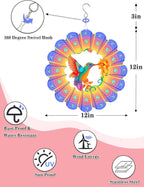 Hummingbird Wind Spinner-3D Metal Hanging Wind Spinners, Perfect Ornament Gifts for Women/Men, 12 Inch Spinfinity Wind Spinner for Outdoor & Indoor Decorations, Yard Art, Garden Decoration