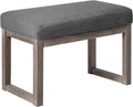 CangLong 27 Inch Wide Rectangle Ottoman Bench Grey Footstool, Linen Look Polyester Fabric for Living Room, Bedroom, Grey