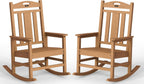 Ciokea Oversized Outdoor Rocking Chairs Set of 2, 380lbs Heavy-Duty Large Patio Rocker, High Back Cozy Porch Chairs, Weather Resistant Patio Rocking Chairs for Outside, Fire Pit, Deck, Teak