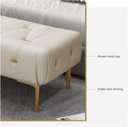Modern Upholstered Tufted Bench with Padded Seat, Footrest Foot Stool with Sturdy Metal Leg, Leather for Bedroom Living Room Entryway Entryway(Light Grey,100 * 40 * 43cm)