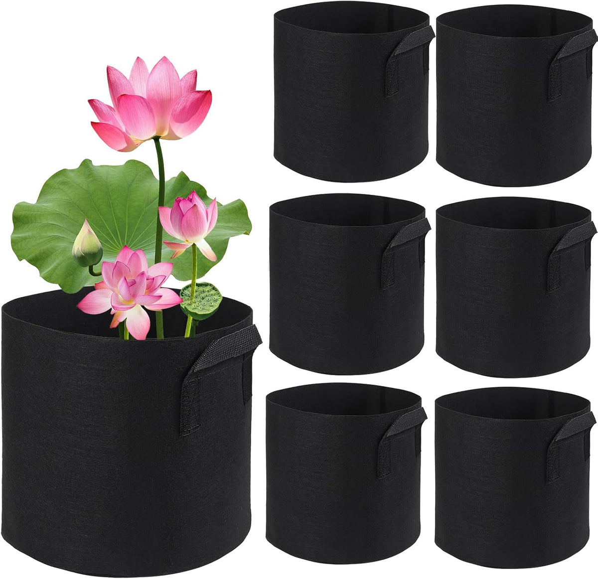 6Pcs Lily Plant Pots for Pond, Aquatic Pond Planter for Pond Durable Breathe Reusable Fabric Plant Bags for Aquatic Plants, Potato, Carrot, Onion, Flower (3 Gallon)