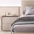 Nightstand Wooden, Bedside Table PU Finish, 2 Drawers Bedside Tables, Side Bed Table with No Installation Required, for Bedroom/Sofa Side Table(Right,Orange_19.68"/50CM)