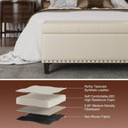 FiveWillowise 51 Inch Storage Ottoman Bench,Large End of Bed Storage Bench | Faux Leather Ottoman with Storage,30 Gallons,Upholstered,with Nailhead Trim,Legs,for Bedroom,Living Room,Entryway,Cream White