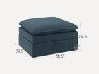 HONBAY Corduroy Ottoman, 31.5 Inch Square Ottoman Bench with Storage for Living Room, Blue