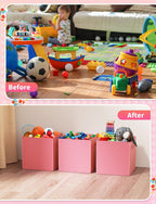 YOHOOLYO 2 In 1 Toy Storage Play Mat, Storage Box for Kids Children Space Adventures Design,Nursery, Playroom, Basket for Building Bricks Blocks Collapsible Cube Bin, 16.9"x16.9"x16.9"