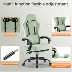 Sweetcrispy Gaming Chair, Ergonomic Computer Desk Chair, Lumbar Support | High Back Ergonomic Footrest, Height Adjustable Linkage Armrests Headrest, 360 Swivel Wheels Fabric, Green