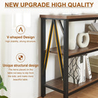 Entryway Console Table, 3 Tier Entry Table with Open Shelves, Brown, 47 IN | Rustic Sofa Table with Wide Storage, Horizontal Book Shelf, Industrial 3 Tier Bookshelf for Living Room, Hallway