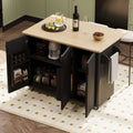 Movable Kitchen Island with Drop Leaf Height-Adjustable Shelves, Kitchen Islands with Storage with Wheels Towel Rack， for Kitchen, Dining Room, Black