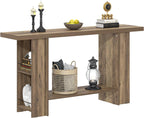 FOLUBAN 53 Inch Long Entryway Table, 2-Tier Wood Console Table with Storage Side Shelves, Farmhouse Sofa Table for Living Room, Narrow Hallway Foyer Table Behind Couch for Home Decor, Rustic Oak