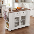 Narrow Kitchen Island with Internal Storage Rack, Power Outlet and Open Shelves, Kitchen Island Table with Spice Rack, for Kitchen, Dining