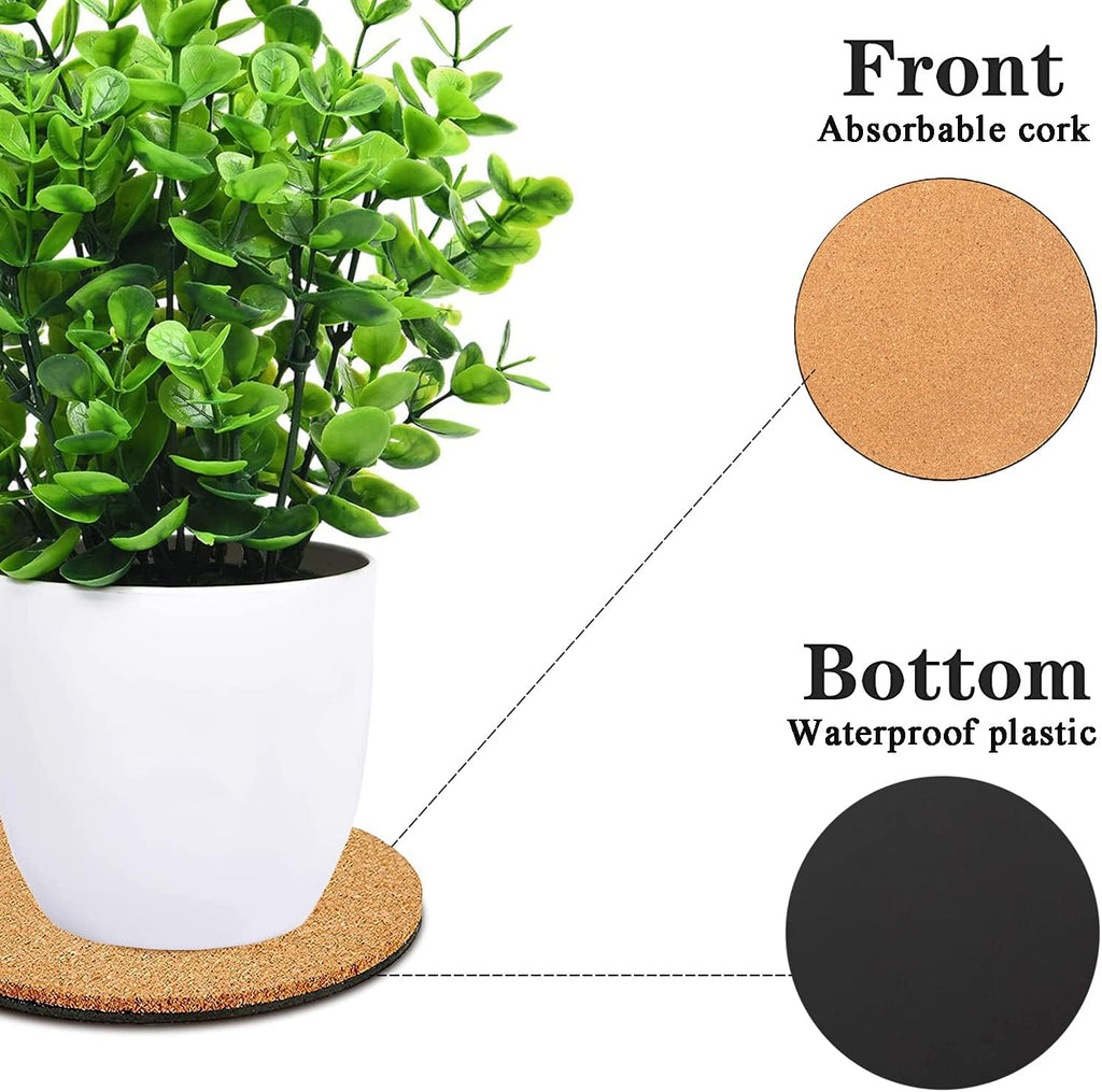 4 Pieces 2 Sizes Cork Plant Coasters, 4/6 Inch Cork Plant Mats, Cork Coaster for Planters, Plant Coasters for House Plants Indoors (Nude & Black)
