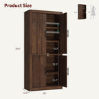 Garvee Tall Farmhouse Pantry Cabinet with Adjustable Shelves, 70.4" Kitchen Storage Cupboard with 4 Doors, Freestanding Microwave Stand and Food Organizer, Dining Area, Rustic Brown