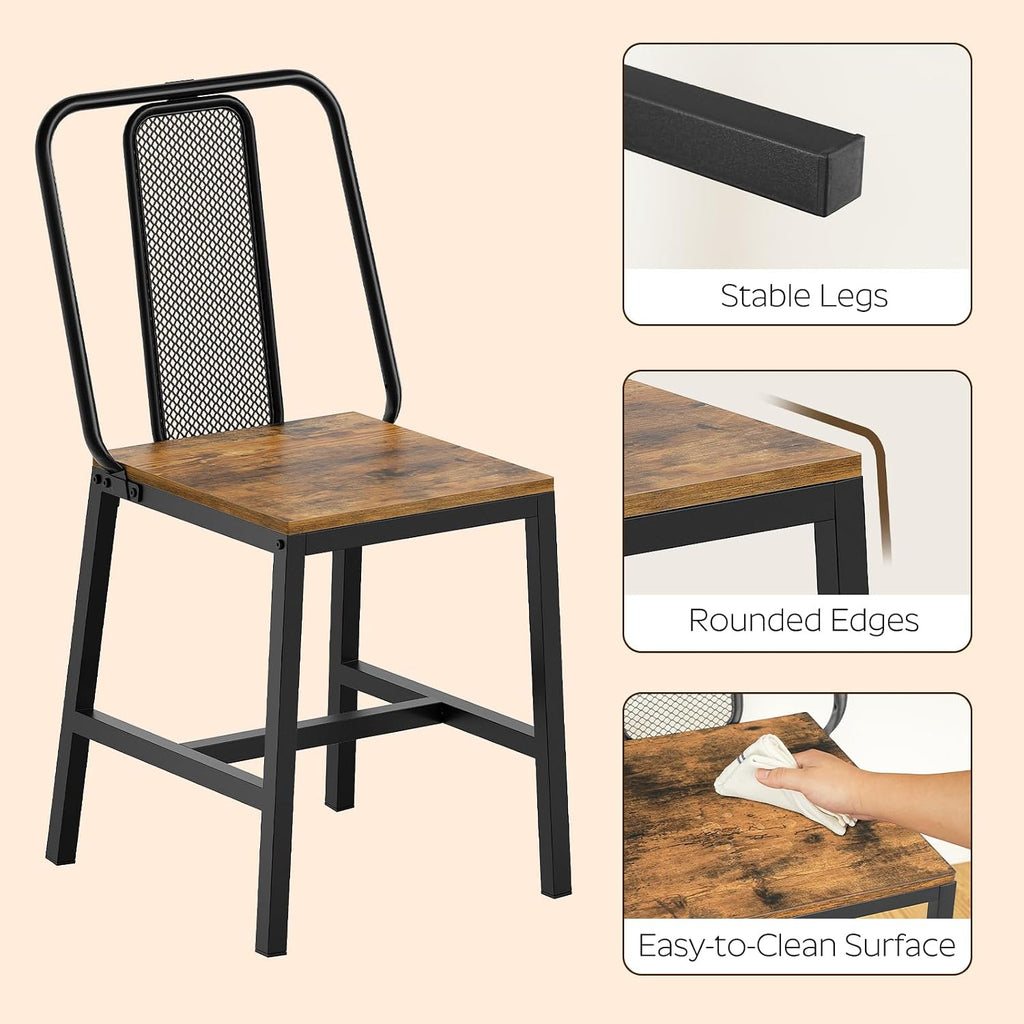 YATINEY Dining Chairs Set of 4, Farmhouse Kitchen Room Chairs, Rustic | Industrial Kitchen Chairs, Ergonomic Backrest, Wooden, MDF Board and Metal Legs, Easy Assembly, for Kitchen, Living Room