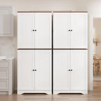 Furnify 72" Tall Kitchen Pantry Cabinet with Door Organizer, White | Farmhouse Rustic Tall Buffet Cabinet with Adjustable Shelves, Freestanding Storage Cupboard for Kitchen Dining Room Bathroom