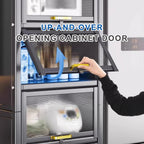 Kitchen Storage Cabinets, Minimum Footprint is Only 35cm Wide, Carbon Steel Kitchen Shelves with Transparent Flip Door, for Kitchen Dining Living(Gray,45 * 42 * 152cm)