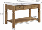 Christopher Knight Home Athen Wooden Kitchen Island with Storage & Marble-Look Tabletop, Island Table for Kitchen, Turned Ball Legs, Storage Cabinet with Drawers + Open Shelf, Walnut + White