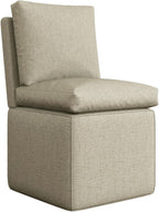 BLANKSPACE Upholstered Dining Chairs with Storage, Modern Linen Chairs with Casters, Armless Single Sofa Chair for Guest Seating, Bedroom, Reading Room（Grey）