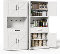 72" H White Steel Kitchen Pantry Storage Cabinet with Countertop | Metal Farmhouse Cabinets for Living Room, Bathroom, Heavy Duty Rustic Pantry