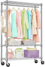 IZEUK Heavy Duty Garment Rack on Wheels, Rolling Freestanding Closet Organizer and Clothes Rack for Hanging Clothes with 1 Hang Rod, Adjustable Metal Wardrobe, 15.7" D x 45.3" W x 75.6" H, Chrome
