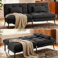 COMHOMA 72″ Convertible Futon Sofa Bed, Adjustable Backrest, Black | Breathable Fabric Futon Couch with Pillows,Multi-angle Ergonomic Reclining,Space-saving Sleeper Sofa for Living Room
