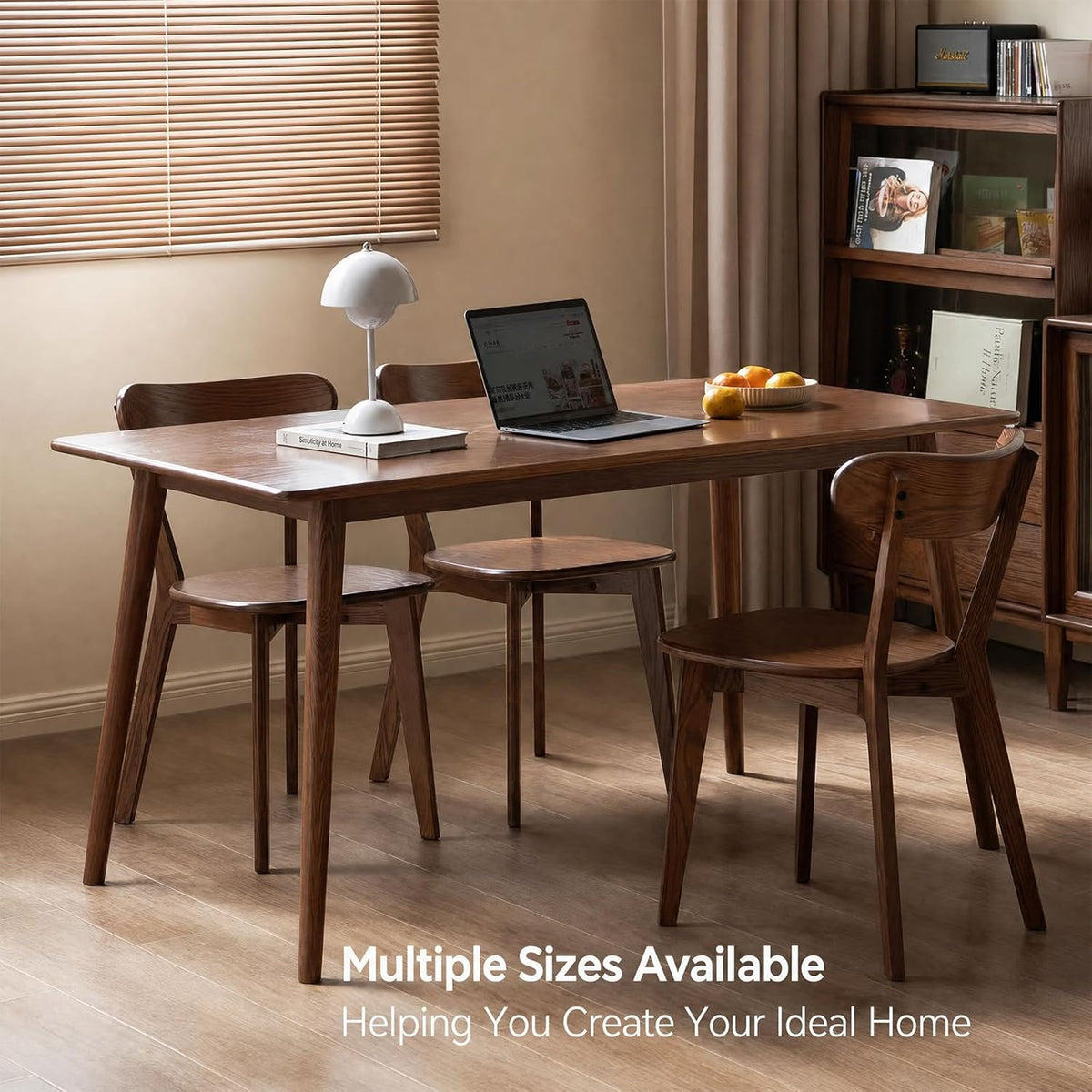 Walnut Dining Chair – Single Kitchen Side Chair, FAS Grade Solid Oak Wood Frame, Mid-Century Modern Curved Back, Commercial-Grade 400 lb Capacity for Dining Room or Replacement
