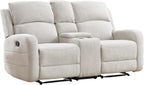 EBELLO Manual Living Room Furniture Reclining Couch Set, Soft Fabric Loveseat Recliner Sofa for Meeting Room, Overstuffed Backrest and Armrest (Loveseat)