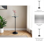 Elegant End Table, Side Table, or Small Night Stand for Room Decor - Slim Metal Drink Table with Marble Top and Trumpet Base for Bedroom or Living Room - Ideal for Small Spaces - 27" Green & Black