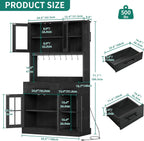 YITAHOME 71'' Kitchen Pantry Storage Cabinet with Microwave Stand, Tall Freestanding Hutch Cabinet with Power Outlet, Pantry Cabinets with Buffet Cupboard, Drawers and Acrylic Doors for Home, Black | Tall Freestanding Hutch Cabinet with Power Outlet
