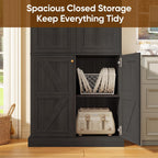 Vyre 70.8" Tall Kitchen Pantry Cabinet with Doors, Farmhouse Modular Storage Cabinet with 4-Tier Adjustable Shelves, Large Storage Cabinet for Kitchen or Living Room, Set of 2, Black
